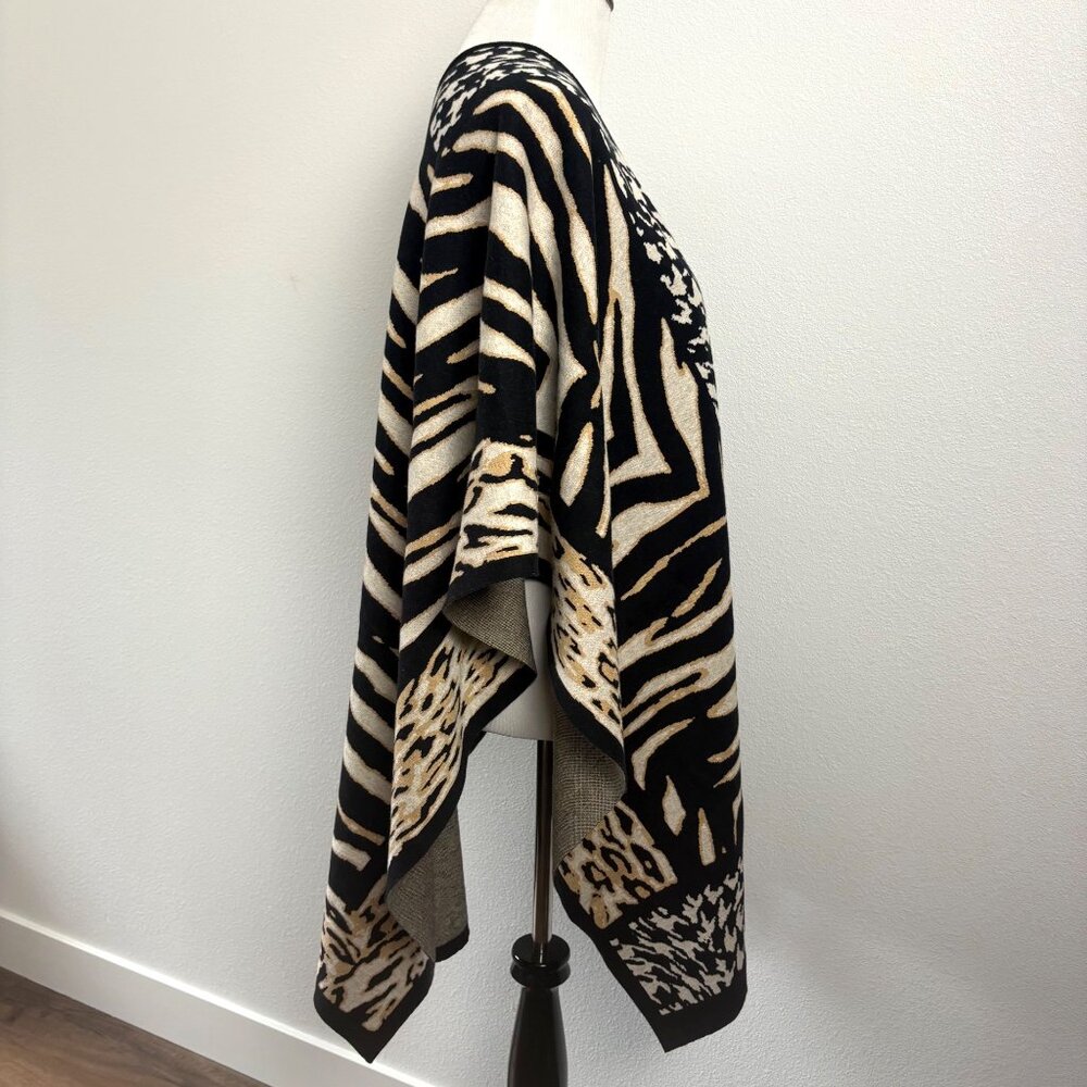 Chicos Zebra Print Open Poncho Wrap Os Cotton Bla… - image 8